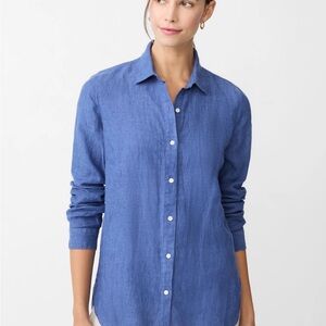 J MCLAUGHLIN Britt 100% Linen Shirt Top Blouse French Blue Retail $178 XS NWT